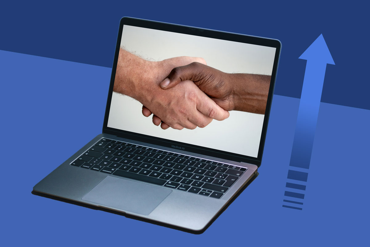 Laptop zum Gewinnen von Wunschkunden